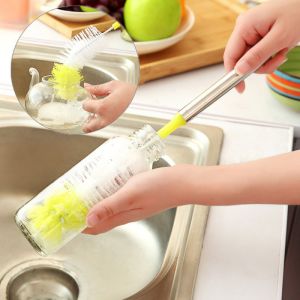 סבוני - חומרי ניקוי כלי ניקוי למטבח Bottle Cup Cleaning Brush Long Handle Bendable Scrubbing Cleaner Kitchen Tools