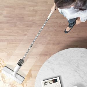 סבוני - חומרי ניקוי כלי ניקוי למטבח 360° Household Water Spray Mop Swab Wood Floor Tile Kitchen Cleaning+2 Mop Cloth